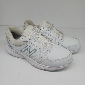 New Balance Womens 411 WA411LW1 Lace Up Low Top White Walking Shoes Sz US 8.5D